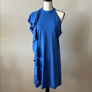 Blue One Shoulder Sheath Cocktail Dress